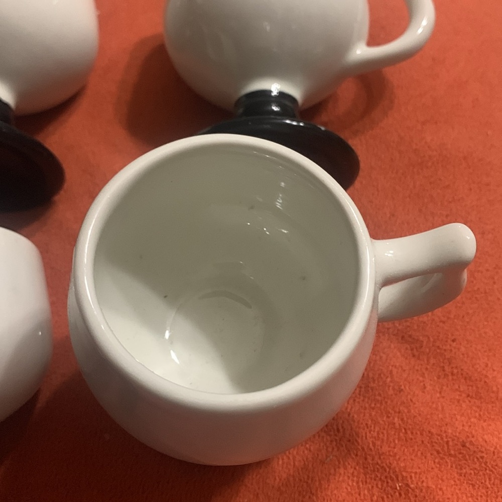 Set of 6 Vintage Caribe Puerto Rico Black & White Footed Pedestal Espresso Mugs - Picture 4 of 7